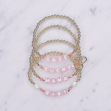 Load image into Gallery viewer, 14k gold filled personalised bracelet with And Swarovski crystals pearls stretch bracelet on marble