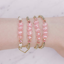 Load image into Gallery viewer, 14K Gold Filled And Swarovski Beaded Personalised Clear Pink Letter Bracelet
