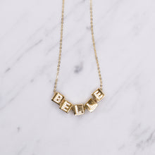Load image into Gallery viewer, 24k gold plated custom word belle micro pave block chain necklace building blocks personalised word
