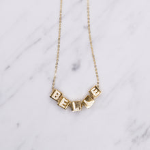 Load image into Gallery viewer, 24k gold plated custom word belle micro pave block chain necklace building blocks personalised word