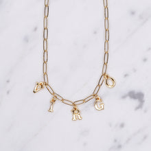 Load image into Gallery viewer, 24k gold plated virgo necklace custom word personalised initial letters charm paper clip necklace chain