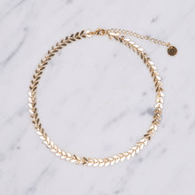 Load image into Gallery viewer, 24K gold plated snake chain necklace simple chevron chain collar
