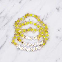 Load image into Gallery viewer, 24K gold plated Citrine natural stone precious stone healing bracelet gold plated personalised bracelet yellow neon chip beads white gold letters words custom