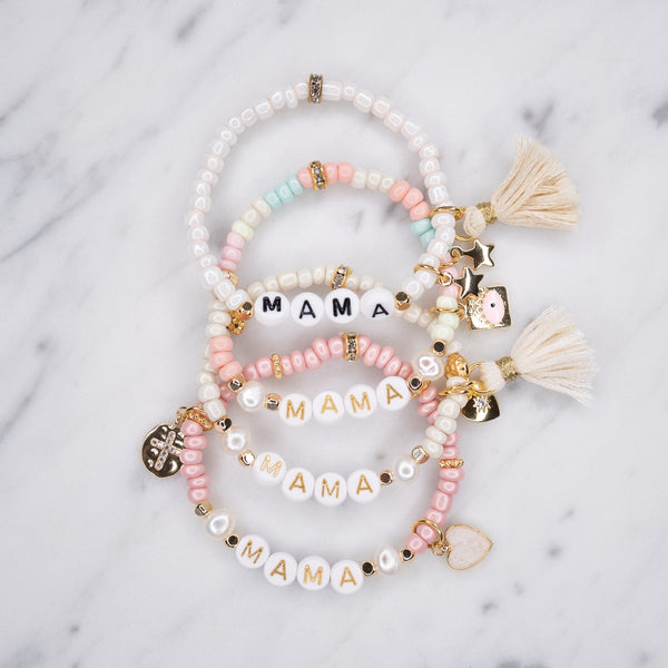 24K Gold Plated 'Mama' Beaded Bracelet