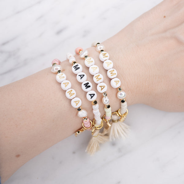 24K Gold Plated 'Mama' Beaded Bracelet