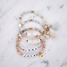 Load image into Gallery viewer, 24K Gold Plated Natural Stone Personalised Charm Bracelets