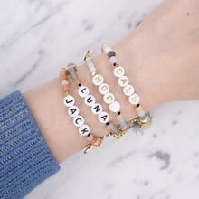 Load image into Gallery viewer, 24K Gold Plated Natural Stone Personalised Charm Bracelets