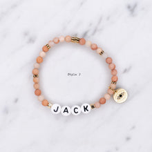 Load image into Gallery viewer, 24K Gold Plated Natural Stone Personalised Charm Bracelets