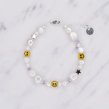 Load image into Gallery viewer, Smiley Face Freshwater Pearl Swarovski Crystal And Silver Plated Bracelet