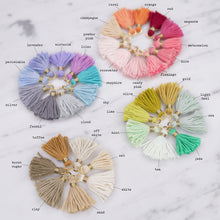 Load image into Gallery viewer, beige purple white brown grey turquoise orange pink red olive green mint tassels mini on marble