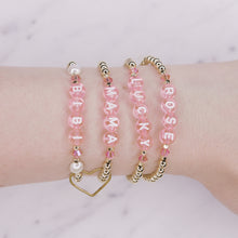 Load image into Gallery viewer, 14K Gold Filled And Swarovski Beaded Personalised Clear Pink Letter Bracelet
