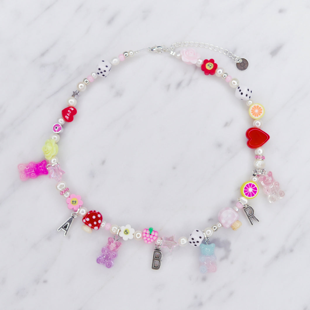 Tutti Frutti 'Flower Bomb' Silver Plated Freshwater Pearl & Murano Glass Customisable Charm Necklace
