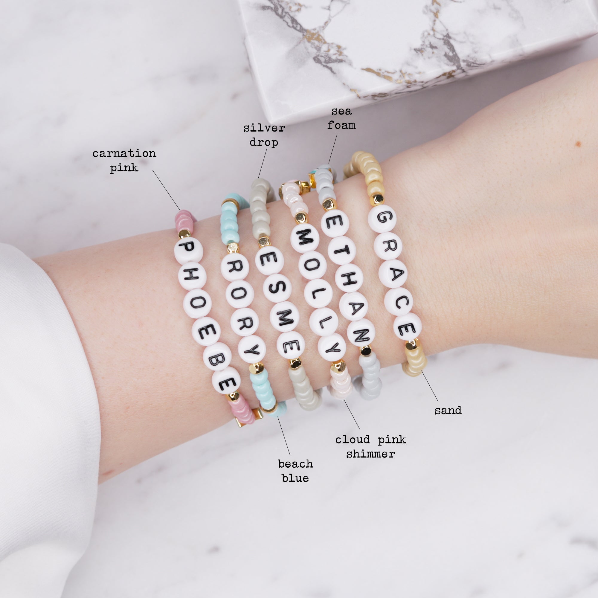 24K Gold Plated Beaded Personalised Name Bracelet