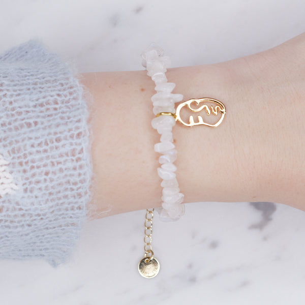 natural rainbow moonstone precious stone with healing properties bracelet fasten chain lobster clap face visage charm 24k gold plated jewellery gifts for women presents on wrist