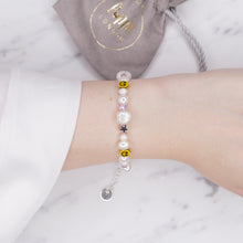 Load image into Gallery viewer, Smiley Face Freshwater Pearl Swarovski Crystal And Silver Plated Bracelet
