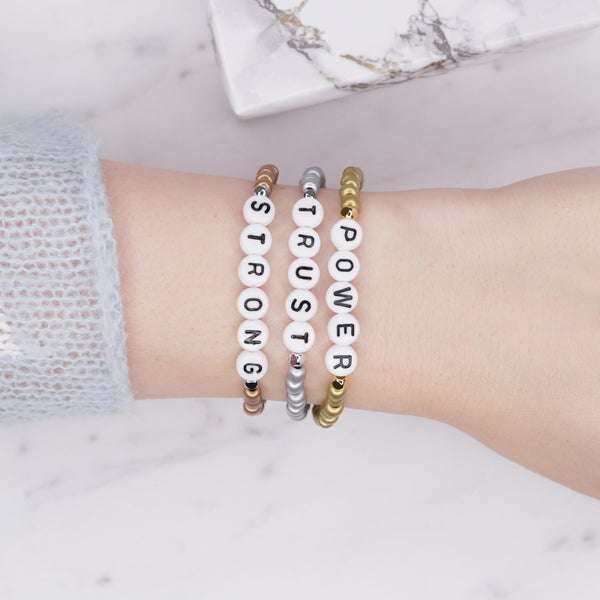 Metallic Affirmation 24K Gold Plated / Silver Plated Personalised Beaded Bracelet